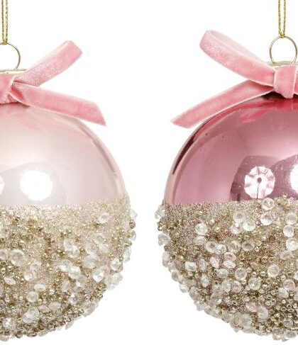 Two Tone Christmas Ball Ornaments, set of 2 - 3 Inches