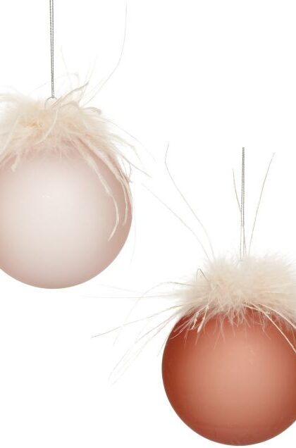 Fancy Two Tone Ball Ornaments, Set of 2 - 4 Inches