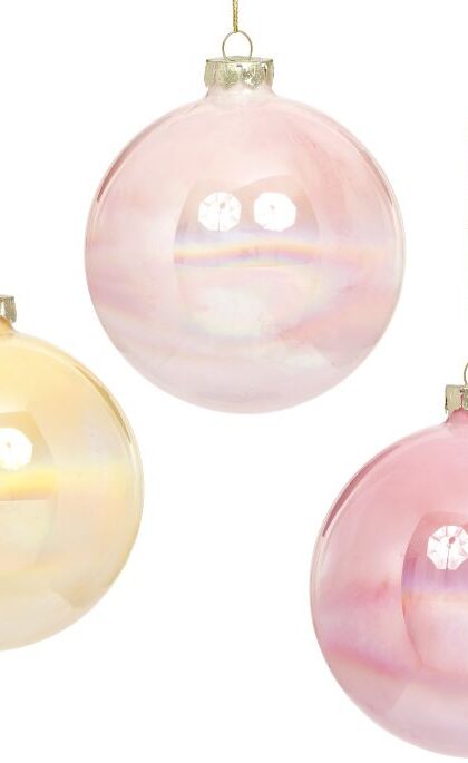 Shinny Marblelized Ball Ornaments, Set of 3 - 4 Inches