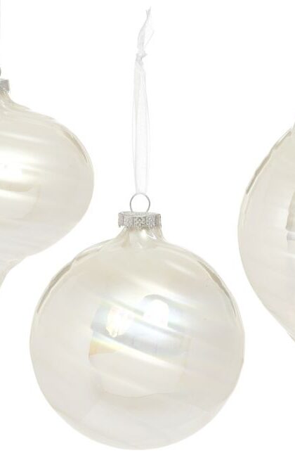 Pearlized Strip Ornaments, Set of 3 - 4-6 Inches