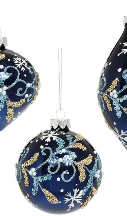 Glittered Snow Flake Ornaments, Set of 3 - 3-4.5 Inches