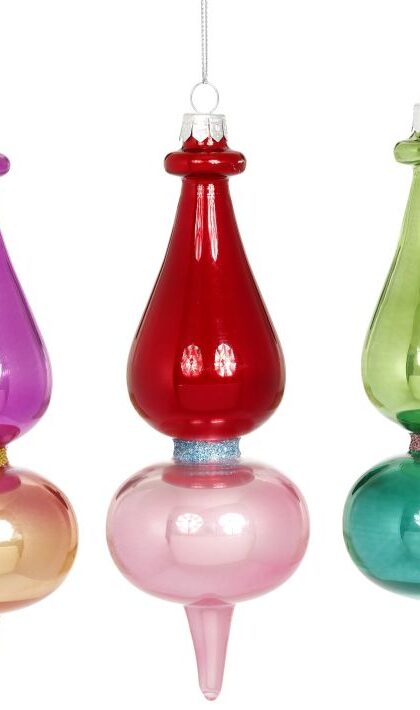 Gourd Finial Ornaments, Set of 3 - 7 Inches