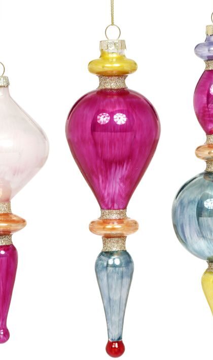 Elegant Finial Ornaments, Set of 3 - 6-8 Inches