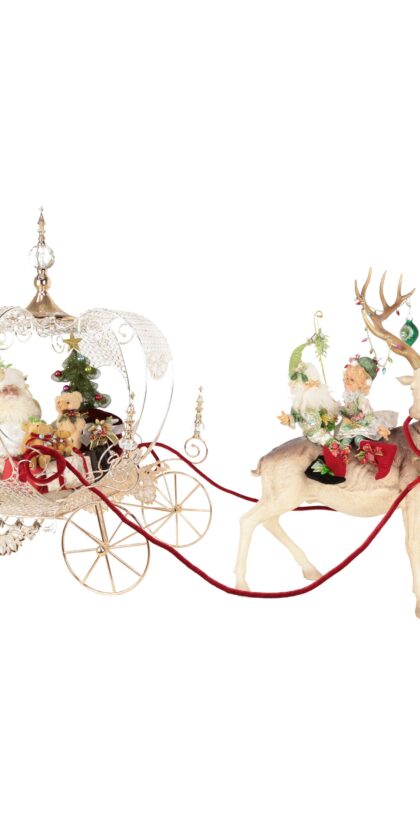 Mistletoe Santa with Deer and Crystal Fantasy Carriage - FREE SHIPPING