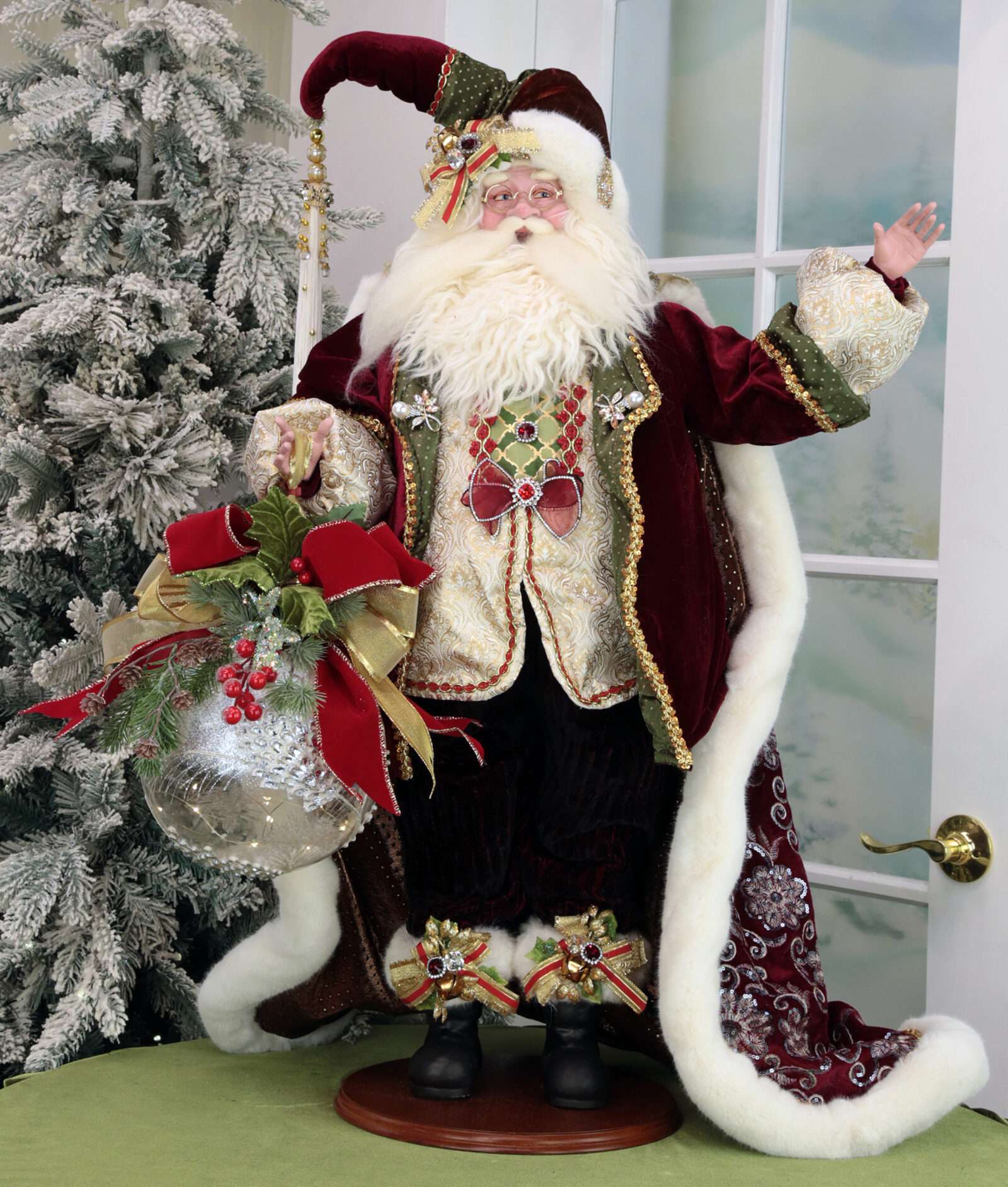 Elegant Santa with Festive Globe - One Of A Kind - FREE SHIPPING