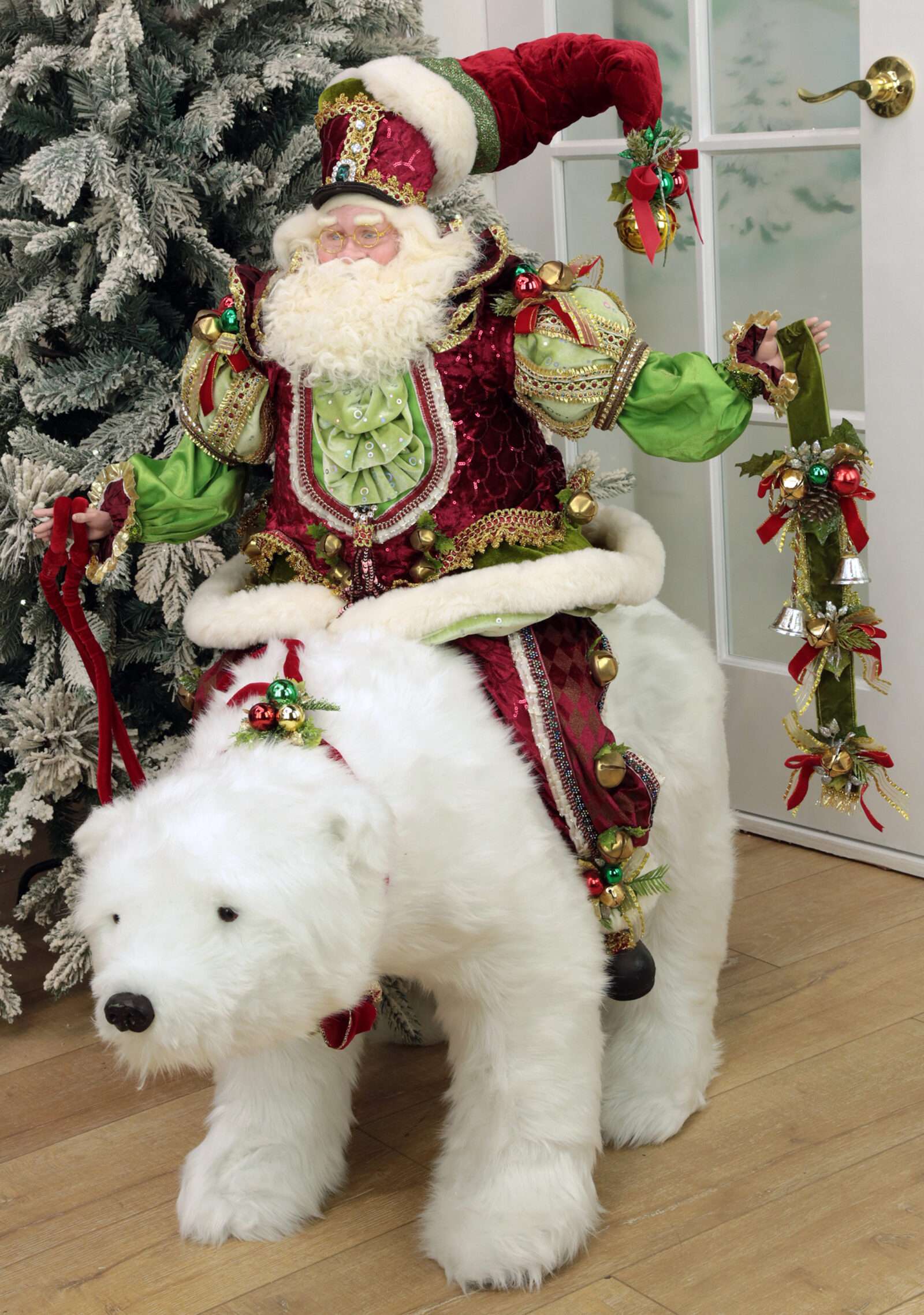 Sleighbells Santa On Polar Bear - Two Pieces Made - FREE SHIPPING