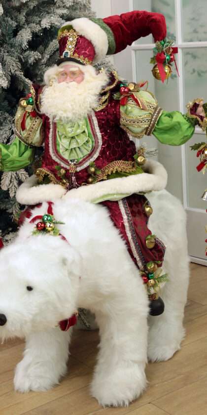 Sleighbells Santa On Polar Bear - Two Pieces Made - FREE SHIPPING