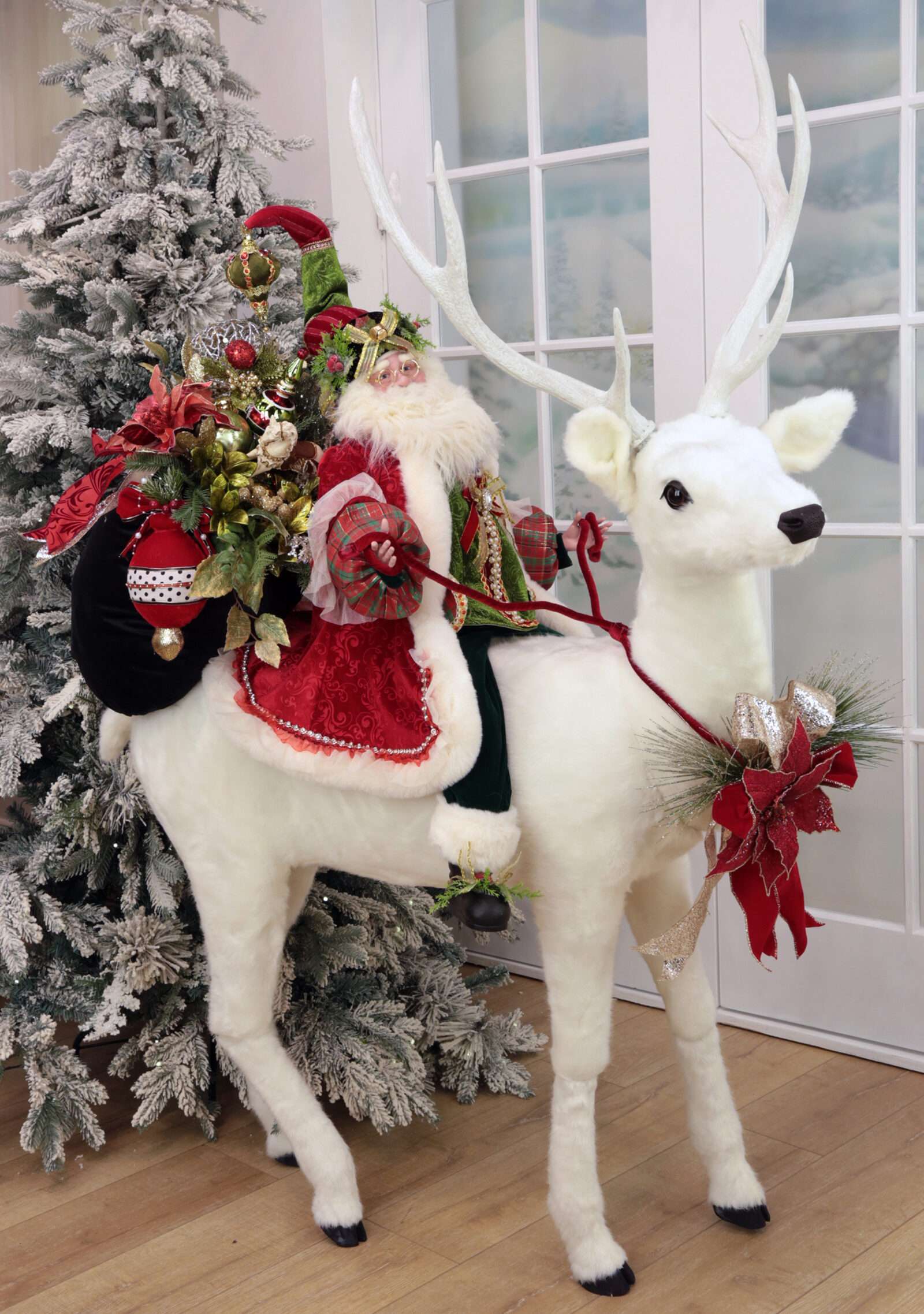 Naughty Or Nice Santa On Snow Deer - One Of A Kind - FREE SHIPPING