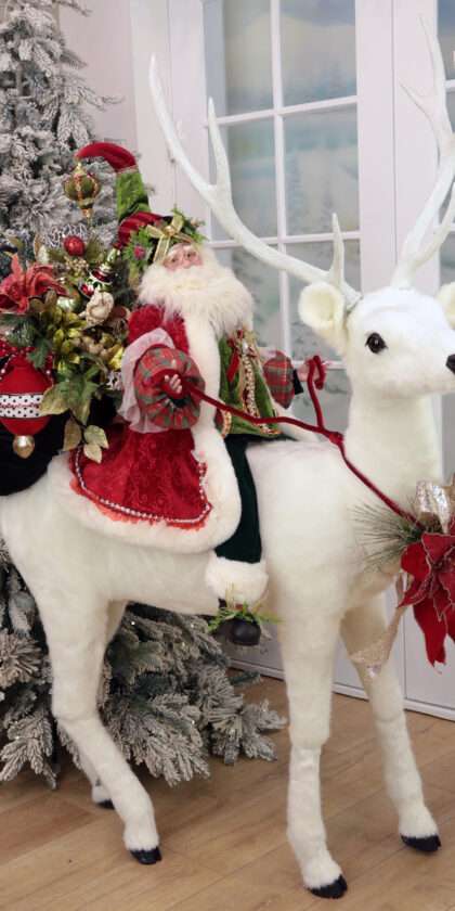 Naughty Or Nice Santa On Snow Deer - One Of A Kind - FREE SHIPPING