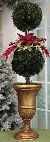 **SIGNED** Tall Double Boxwood Topiary (Free Shipping)