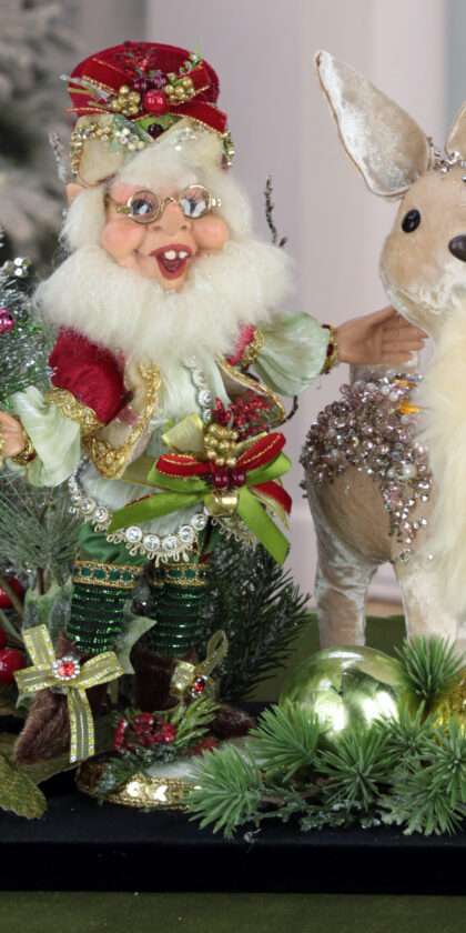 Elf Scene with Champagne Deer 13 Inches Free Shipping