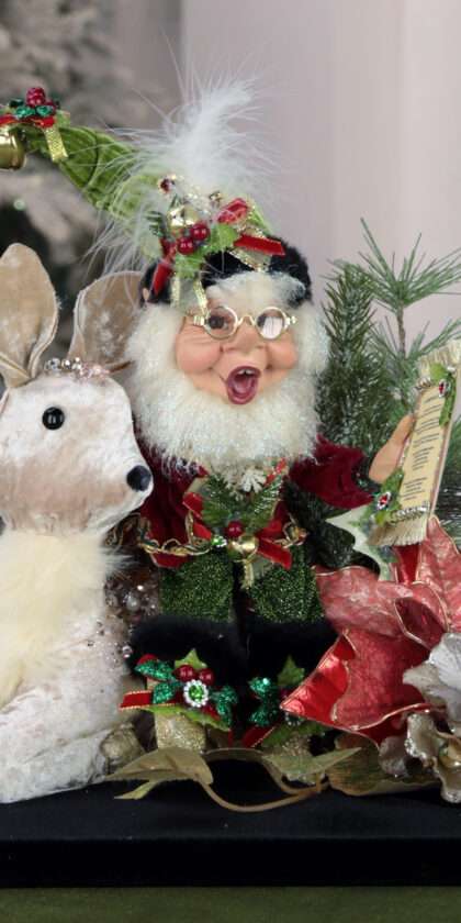 Caroling Elf with Deer 13.5 Inches Free Shipping