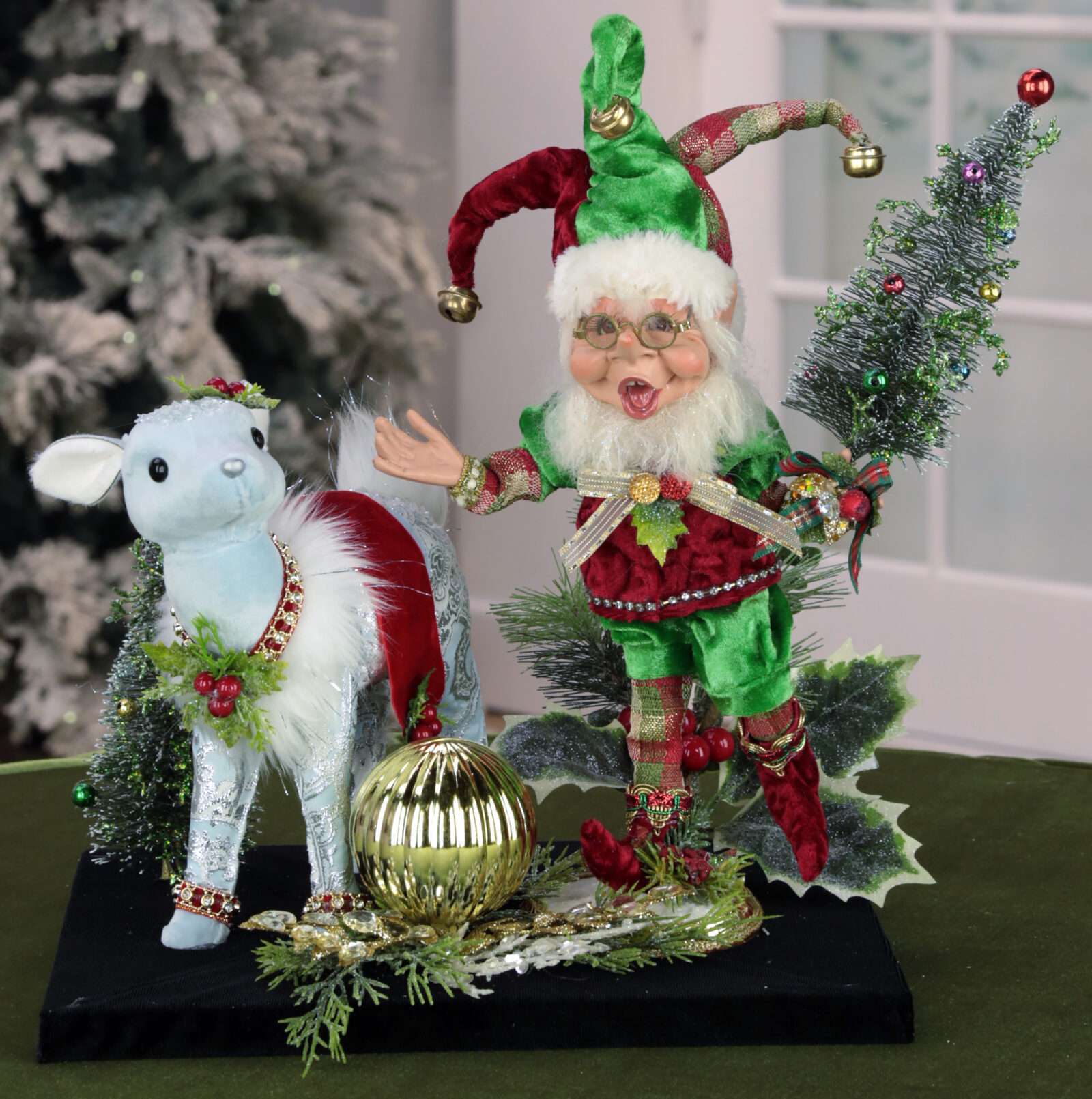 Signed by Mark,  Tree Elf with Deer 14", AI-57648