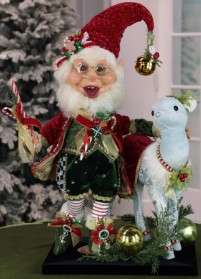 Candy Cane Elf with Ice Blue Deer 21" - Three Pieces Made - FREE SHIPPING