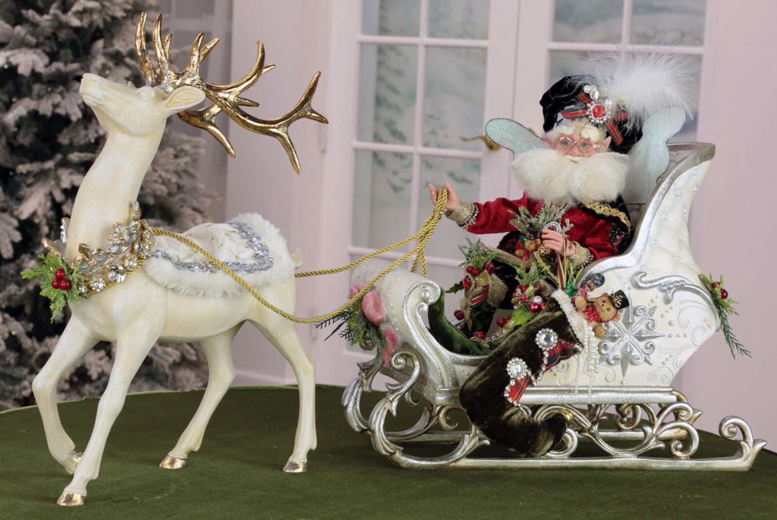 Stocking Fairy in Sleigh with Deer 17.5'',  AI-57660