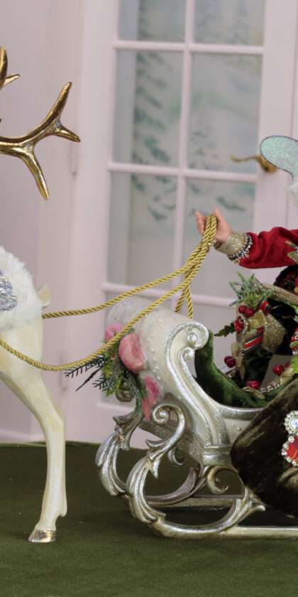 Stocking Fairy in Sleigh with Deer 17.5'',  AI-57660