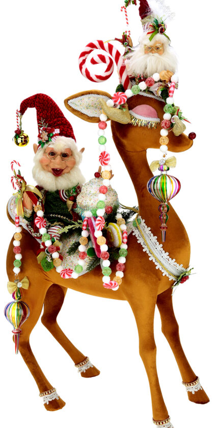 **SIGNED** CANDYCANE ELF ON DEER (Signed by Mark Roberts), AI-57696