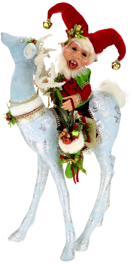 Stocking Elf On Icy Deer 33'' - One Of A Kind - FREE SHIPPING