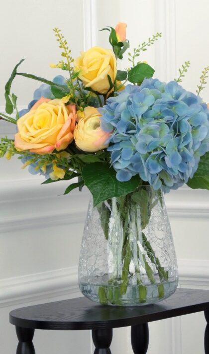 Rose Hydrangea Crackle Vase - 17 Inches