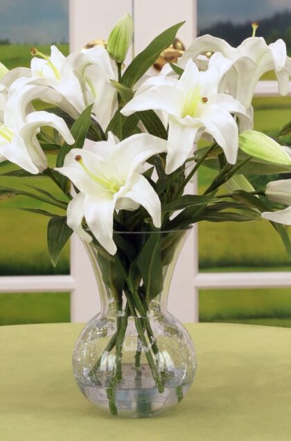 Vase of Lilies - 16 Inches, AI-69264-WHT