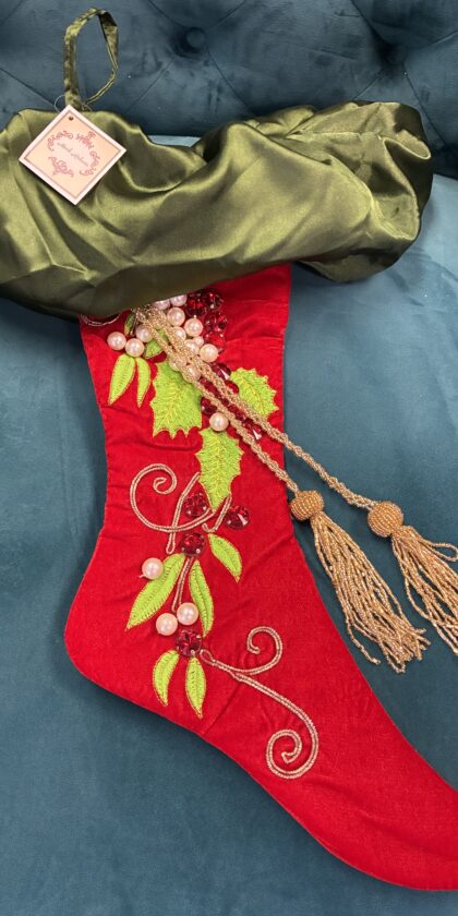 Stockings, Mistletoe & Holly (Red), 70-39804, π (Free Shipping) π