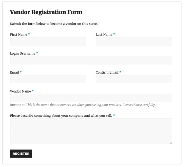 vendor registration